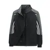 Chaqueta de Estilo Nuevo para Parejas Primavera y Otoño 2026, Abrigo Deportivo Casual Versátil con Cuello Alto, Chaqueta de Trabajo a Rayas de Estilo Americano para Exteriores