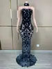 Vestido Longo Sequin Redondo Grande Preto Vestido Longo Sequin Estrela Sexy Anfitrião Festa Festa Palco