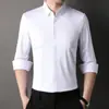 Camisa de Manga Larga para Hombre con Botones Ocultos, Nuevo Estilo Primavera y Otoño, Casual de Negocios, Color Sólido, Sin Planchar, Anti-Arrugas, Elástica, Camisa sin Costuras, Dropshipping