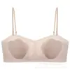 Sujetador de Espalda Invisible tipo Base de Maquillaje Ultra Delgada de Verano con Copas de Patitas de Gato para Bustos Pequeños, Ropa Interior Strapless Cómoda y Transpirable al por Mayor