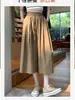 Nuevos Pantalones de Pierna Ancha de Seda Helada para Mujer Verano Delgados de Cintura Alta Caída Casual Estilo Japonés Pantalones Perezosos Textura Capri Culottes