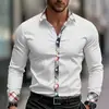 Novas Camisas Digitais 3D para Homens na Amazon Europa e América, Camisas Masculinas de Manga Longa com Elasticidade em Quatro Direções, Atacado a partir de Uma Peça