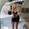 Europeo y Americano 2024 Nuevo Verano Playa Color Sólido Sexy Tejido Bikini de Playa Traje de Baño Vestido de Mujer