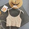 Chaleco Tejido a Crochet con Calados para Mujer Otoño Temprano Nuevo Estilo Hong Kong Tirantes Finos Ropa Exterior Estudiante Top Corto Tendencia