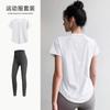Traje de Ropa de Yoga de Malla para Mujer Ropa de Entrenamiento de Pilates Manga Corta Delgado Holgado Secado Rápido Running Deportes Fitness Top