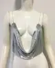 Moda sexy europea y americana transfronteriza para mujer, camisola escotada en V profundo, top de lentejuelas metálicas para chica fiestera de discoteca
