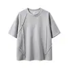 Camiseta Casual Masculina de Manga Curta, Estilo Novo Verão 2026, Design Tridimensional Plissado com Rebites, Respirável, Fresca, Confortável, Solta