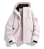 Chaqueta Cortavientos para Exteriores Otoño Invierno Tres en Uno con Forro Polar con Capucha Cálida Engrosada Moda Parche Traje de Montañismo