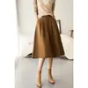 Elegante e Versátil Estilo Th Hepburn Francês Cintura Alta Elegante Aparência Emagrecedora Roupa de Trabalho Versátil Comprimento Médio Saia Evasê