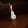 Collar con colgante de calabaza de jade Hetian natural con cuentas rojas del sur para mujer, nuevo explosivo de lujo ligero de nicho 2024, cadena para la clavícula