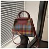 Bolso de Mano de Moda para Mujer a Cuadros Retro Combinable Nostálgico Bolso Cuadrado Pequeño Otoño e Invierno Nuevo Bolso Bandolera de Hombro a Cuadros