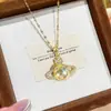 Collar Transfronterizo de Acero de Titanio Serie Planeta con Diamantes Completos de Alta Gama para Mujer, Diseño de Lujo Ligero, Cadena Versátil para Clavícula, Joyería Lujosa