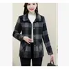 Elegante Abrigo de Lana a Cuadros Reductor de Edad para Mujer 2026 Otoño/Invierno Nuevo Elegante Gabardina Ceñida