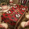 Toalha de Mesa de Natal com um Caminho de Mesa Xadrez Vermelho Festivo para Decoração de Mesa de Jantar e Toalha de Mesa para Festa Temática