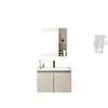 Conjunto de gabinete de banheiro em aço inoxidável, lavatório e pia integrados de cerâmica, minimalista moderno para espaços pequenos