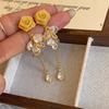 Aretes de Borla de Circonio con Malla y Brillo Rosa 2025 Nuevos Aretes Elegantes Retro Franceses Lujo Accesible Aretes de Alta Gama