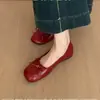 Elegantes zapatos de mujer sin cordones, mocasines de otoño, zapatillas planas ballet de color caramelo, zapatos rojos de suela blanda estilo francés, zapatos plateados de nuevo estilo chino