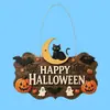 Productos de madera, nuevas decoraciones de Halloween transfronterizas, letreros para puertas, adornos colgantes, artesanías de madera, diseños de gato negro y fantasma