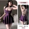 Camisón morado sexy Yiyou con tirantes, lencería pura y sensual para mujer, sin espalda, con cordones, uniforme, pijama tentador 1068
