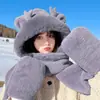 Bonito Sombrero de Oso para Mujer, Nuevo Estilo de Invierno, Felpa, Cortavientos, Engrosado, Cálido, Adelgazante de Rostro, Protector de Orejas, Gorro Bufanda