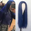 Amazon Transfronterizo Nueva Moda Europea y Americana Peluca Azul Negro Rojo Peluca Tocado Peluca Larga Recta
