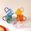 Copo de vidro colorido resistente ao calor de borosilicato, copo de vidro de camada dupla, copo de leite para beber, copo de café de camada dupla simples e direto