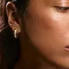 Pendientes de Aro en Forma de C para Mujer, Inspirados en el Diseño Europeo y Americano, Estilo Lujo Ligero, Incrustados con Circonita, Pendientes Retro Versátiles