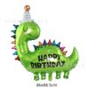 Globo de dinosaurio con corona rosa y sombrero verde de cumpleaños de aluminio para niñas