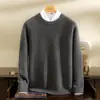 Suéter de Punto Grueso Redondo de 5 Agujas y 3 Hilos Estilo Nuevo 100% Cachemira Pura Color Sólido Clásico Cálido para Hombre