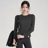 Ropa de Yoga de Manga Larga de Lana Merino para Mujer, Ropa Deportiva Elástica y Suave, Ajustada, Top Deportivo Sencillo para Otoño e Invierno