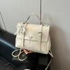Bolso Grande de Mano Estilo Universitario Vintage para Mujer 2025 Primavera Nuevo Coreano Color Sólido Bolso de Hombro Bolso Cruzado Texturizado