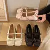 Aumento interno de altura de 3 cm, estilo dulce y suave francés, zapatos bajos de punta cuadrada con moño para mujeres menudas, zapatos Mary Jane de ballet