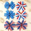 Novo Prendedor de Cabelo com Laço para Crianças Dia da Independência Americana de Comércio Exterior, Acessório de Cabelo Estilo Listrado Europeu e Americano, Ornamento de Cabelo Fofo para Meninas