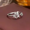 Anillo de Plata de Ley 925 100 Apellidos Familiares Apellido Familiar Anillo para Mujer Nuevo Amor Diseño de Nicho Sentido Anillo de Dedo Abierto Todo-partido Regalo