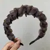 Exquisita Diadema de Malla con Dientes de Cristal para Mujer, Estilo Nuevo, Diadema Esponjosa de Parte Superior Alta, Versátil para Lavarse la Cara y Controlar el Cabello Suelto