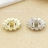 Botón de mano hueco de doble anillo con incrustaciones de diamantes de girasol, botón metálico para chaqueta de punto, abrigo, camisa, botón estilo Chanel