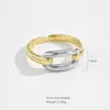 Anillo Abierto Ajustable Andy Wen para Mujer, Combinación de Colores Dorado y Plateado, Diseño Geométrico Irregular para el Dedo Índice