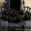 Conjunto Personalizado de Dados Poliedros de Obsidiana Natural de Sete Peças RPG DND Dados com Letras Pretas e Douradas