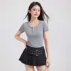 Camiseta de Manga Curta Lyocell Estilo Novo de Verão com Design Estiloso, Gola Redonda, Caimento Justo, Versátil, Simples e Fresca