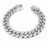Pulsera de Cadena Cubana de Aleación Europea y Americana con Diamantes 13 mm Totalmente Diamantada Estilo Antiguo Estilo Hip-Hop Collar Chapado en Oro para Hombres y Mujeres