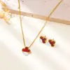 Conjunto de Aço Inoxidável Transfronteiriço Trevo de Quatro Folhas 13mm, Joias Clássicas Mais Vendidas em Aço Titânio, Joias de Luxo Leve e de Alta Qualidade
