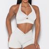 Sujetador Deportivo de Yoga Fitness Transfronterizo para Mujer Sujetador para Ropa Exterior Corte Twist Cut Out Halter Sexy Espalda Grande Descubierta Hermoso Sujetador de Espalda