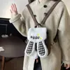 Mochila Cubo con Cordón de Peluche Linda Chica Ins Coreana Diseño de Nicho Bola de Pelo Cuadros Bolso de Hombro Cruzado
