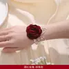 Flor de Muñeca para Dama de Honor de Boda Rosa Rosa Pulsera de Grupo de Hermanas Flor Suministros de Boda Flor de Mano para Grupo de Damas de Honor Boda