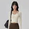 Conjunto de Duas Peças de Tops de Renda, Coletes de Manga Longa, Treinamento Profissional de Pilates, Roupas de Yoga com Bojos, Roupa Esportiva Feminina para Academia