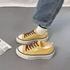 Zapatos de lona transpirables de color liso con suela gruesa y punta redonda para mujer, nuevas zapatillas deportivas casuales slip-on de otoño 2026, zapatos blancos