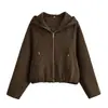 Exportación Transfronteriza Ropa de Mujer Otoño 2025 Estilo Europeo y Americano con Capucha Color Sólido Cremallera Chaqueta de Béisbol Chaqueta para Mujer A711660