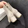 Botines de Tacón Grueso para Mujer Otoño/Invierno 2026 Nuevo Estilo Coreano Botas Adelgazantes con Forro de Terciopelo Punta Cuadrada Sexy Cremallera Botines Cortos