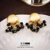 Pendientes de Borla Geométricos de Perla Cepillada, Pendientes Clip-On de Bobina de Mosquito de Lujo Ligero de Gama Alta, Exquisitos Accesorios de Oreja de Moda, Venta al por Mayor Transfronteriza