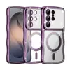 Adequado para Capa de Celular Samsung S26Ultra Padrão Onda de Strass S25 Transparente Galvanizado Sucção Magnética S24 Capa Protetora Anti-Queda